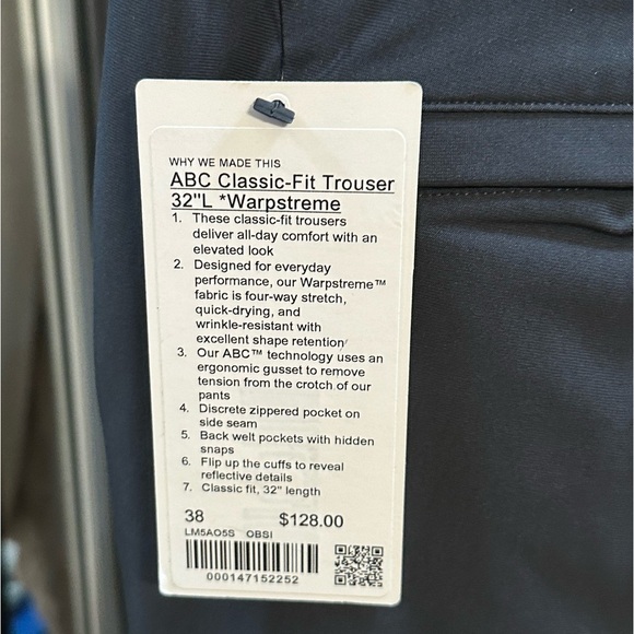 Lululemon ABC Classic-Fit Mens Trouser
32"L *Warpstreme - Picture 7 of 9